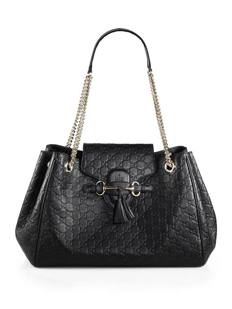 gucci emily leather shoulder bag black|emily gucci bags for sale.